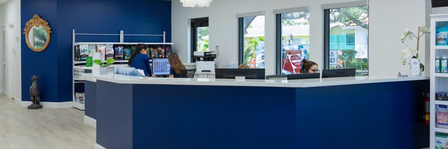Front reception of Palm Beach Gardens' veterinary office, Gardens Animal Hospital